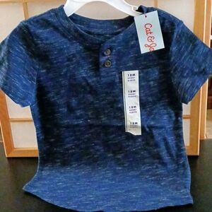 Cat & Jack new boy shirt sz. 18mos color blue new short sleeves